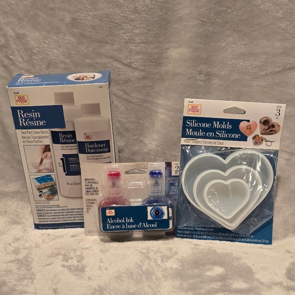 Mod Podge Resin Kit, Silicone Heart Molds, Alcohol Ink Set DIY Crafting